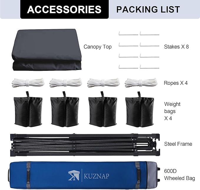 12’x12’ Pop up Canopy Tent Patented EZ Set up Instant Outdoor Canopy with Wheeled Carry Bag Bonus 4 Weight Sandbags, 8 Stakes and 4 Ropes， Grey