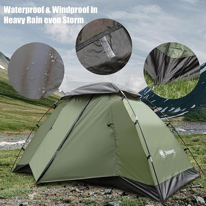 Backpacking Tent for Camping 1-5 Person Hiking Ultralight Tent for Waterproof Windproof Outdoor Two Doors Tents Easy Quick Setup Lightweight Instant Tents
