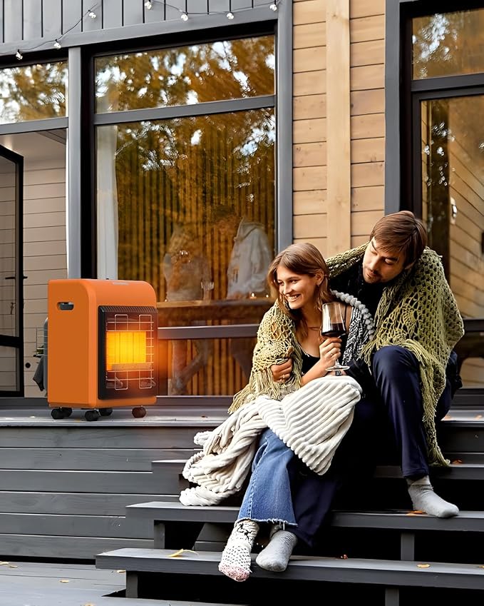 Kohree 18,000 BTU Portable Propane Heater With ODS & Tip-Over Protection, Gas Regulator & Hose for Outdoor Tank, Patio, Garage, Camping (Orange)