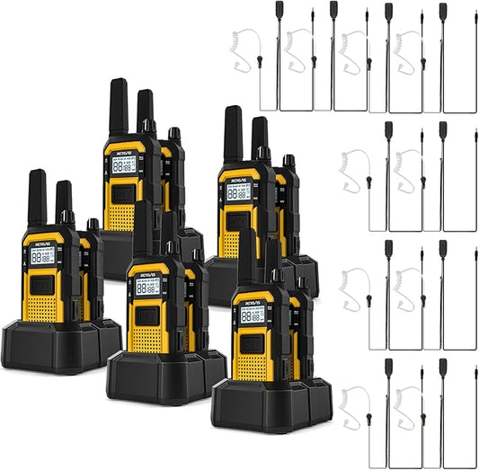 Retevis RB48 Radios Walkie Talkies with Earpiece, Heavy Duty 2 Way Radio Long Range, Advanced Triple Proof, VOX, 2000mAh, Vibration Reminder, Emergency Alert(10 Pack)