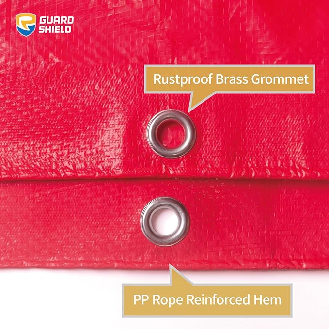 GUARD SHIELD Red Tarp 20x30 Feet Tarps High Visibility Outdoor Poly Cover Lightweight 6mil