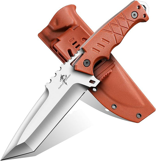 Purple Dragon Camping Knife with Sheath - D2 Steel Survival Knives for Camping, Bushcraft, Hunting - Ergonomic G10 Handle Outdoor Survival Gear Gift for Men