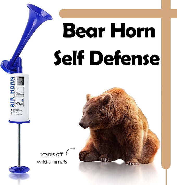 FARBIN Handheld Air Horn, Portable Air Pump Horn, Personal Safety Horns, Loud Noise Maker Horn for Boating, Sports Events, Parties, Birthdays, Camping, Graduation (Blue Handheld Air Horns)