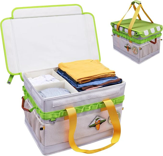 Himalaya Camping Organizer and Storage Tote, Carrot Orange Camping Organizer Containers with Adjustable Dividers, 30L Tactical Bag for Cooking Utensils Cookware Hiking Picnic RV