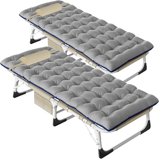 DoCred Folding Camping Cot with Mattress, 2 Pack Heavy Duty Folding Cot for Adults, Portable Sleeping Cot Bed Adults Outdoor Bed with Carry Bag, Travel Camp Cots