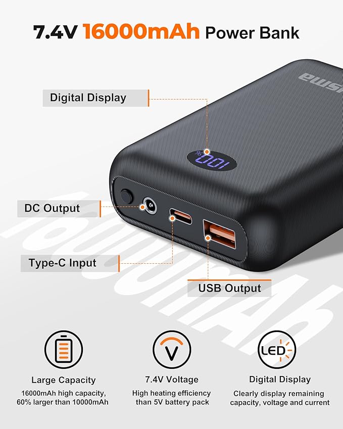 Heated Vest for Men with Battery Pack Included 16000mAh 7.4V, Electric Men's Heated Vests Lightweight Heating Vest Cycling