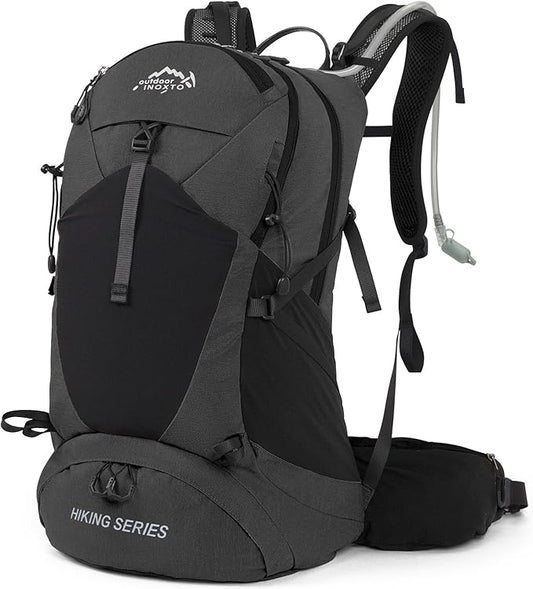 Hiking Backpack,35L Waterproof Hiking Daypack with 3L Water Bladder and Rain Cover, Lightweight Travel Camping Backpack for Men Women (Black)