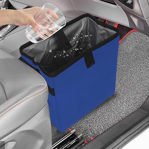 Homelove Car Trash Can, Leak-Proof Waterproof Trash Bin Collapsible Portable Auto Garbage Bag Large Capacity Trashcan Storage Bag Multipurpose Car Organizer Hanging (Blue)