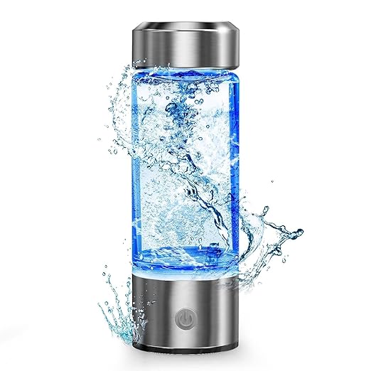 Hydrogen Water Bottle, Portable Hydrogen Water Ionizer Machine, Hydrogen Water Generator, Rechargeable Hydrogen Rich Water Glass Health Cup for Home Travel (Silver)