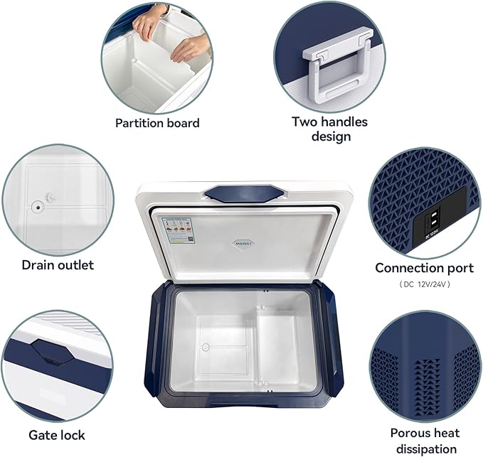 12 Volt Refrigerator Car Fridge Portable 12V 45 Quart Freezer Compressor Cooler 12V/24V DC 110～240 V AC for Truck Van RV Camper SUV and Home Use