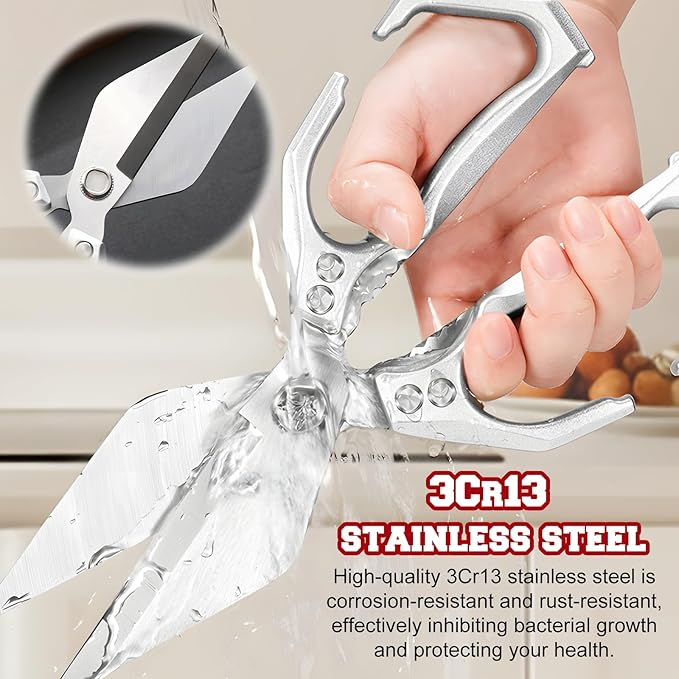 Multifunctional Heavy-Duty Kitchen Shears,oultry Scissors,Stainless Steel Heavy Duty Scissors,High-Carbon Steel Culinary Shears for Chicken,Meat, Seafood,Bone Cutting