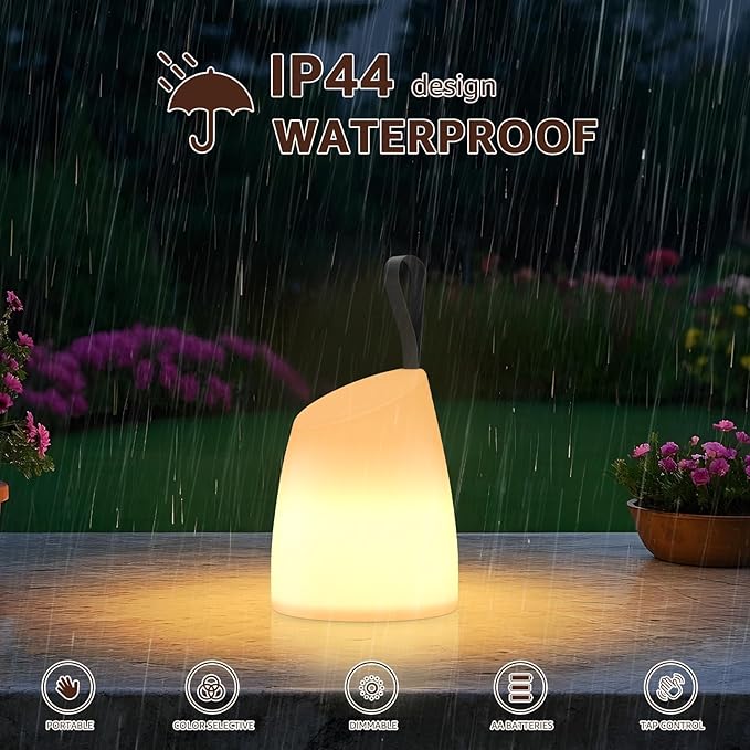 uuffoo Portable Led Lamp Water-Resistant, Led Camping Lantern with Handle,Battery Operated Lamp with Multi-Color & Warm White Modes,Water-Resistant Hanging Lamp Indoor/Outdoor Lamps for Garden,Camping