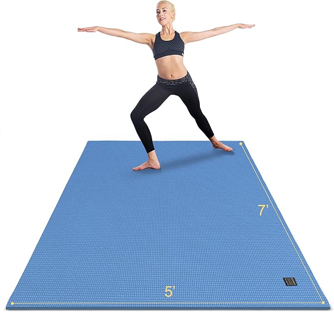 GXMMAT Large Yoga Mat 6'x4'/6'x6'/7'x5'(7mm/9mm), Extra Thick Workout Mats for Home Gym Flooring,Ultra Comfortable Non-Slip Quick Resilient Barefoot Wide Exercise Mat for Pilates,Stretching,Meditation