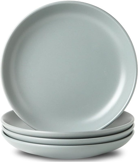 Dinner Plates Set of 4, 10 Inch Plates Set for Salad, Appetizer, Dessert, Stoneware Dinnerware Dishes for Kitchen Gift, Microwave & Dishwasher Safe, Pebble Gray