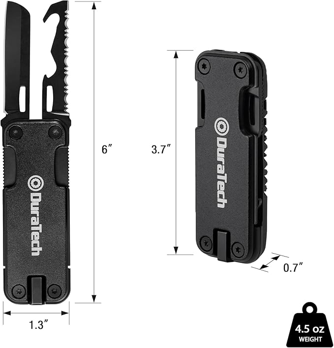 DuraTech 16-in-1 Multitool Knife, Compact EDC Pocket Tool with Locking Blade, Magnetic Bit Holder, 6 S2 Screwdriver Bits, Bottle Opener & Rope Cutter – Ideal for Camping, Hiking, Survival