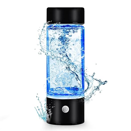 Hydrogen Water Bottle, Portable Hydrogen Water Ionizer Machine, Hydrogen Water Generator, Rechargeable Hydrogen Rich Water Glass Health Cup for Home Travel (Black)