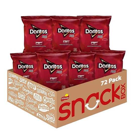 Doritos Flavored Tortilla Chips, Reduced Fat Nacho Cheese, 1 Ounce (Pack of 72)