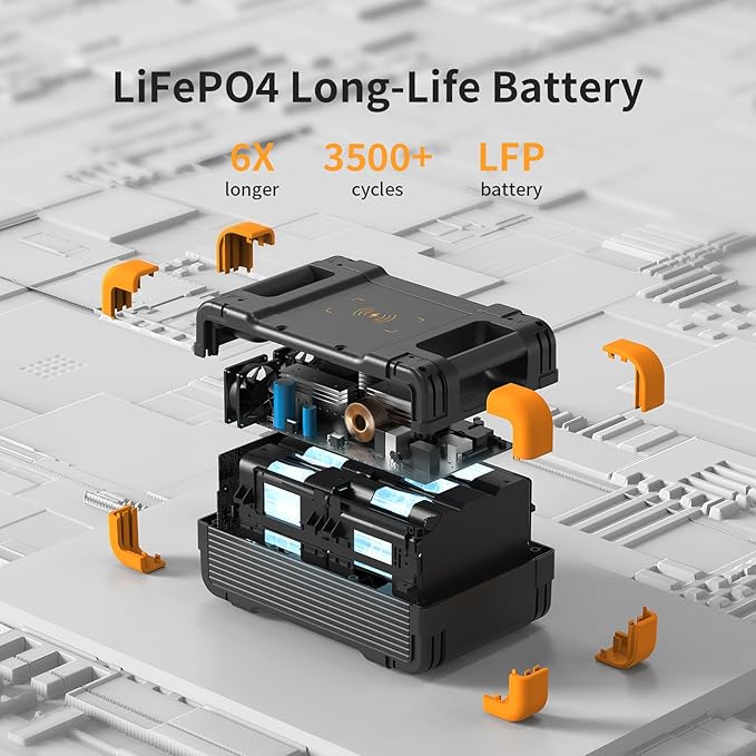 pecron Portable Power Station, E1500LFP Solar Generator 1536Wh, 2200W LiFePO4 Battery Backup, Fast Charging Power Station for Home use, RV, and Outdoor Camping