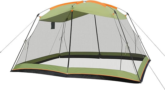 Hyper Venture Screen House 13x9 FT 4 Mesh Walls Canopy Tent Camping Gazebo Shelter for 6-8 People Outdoor Party Activities, Green