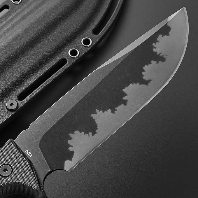 GTK7 Fixed Blade Knife DC53 Steel Blade Full Tang Nylon Fiberglass Handle EDC Fixed Knifes for Outdoor Camping Bushcraft (black)