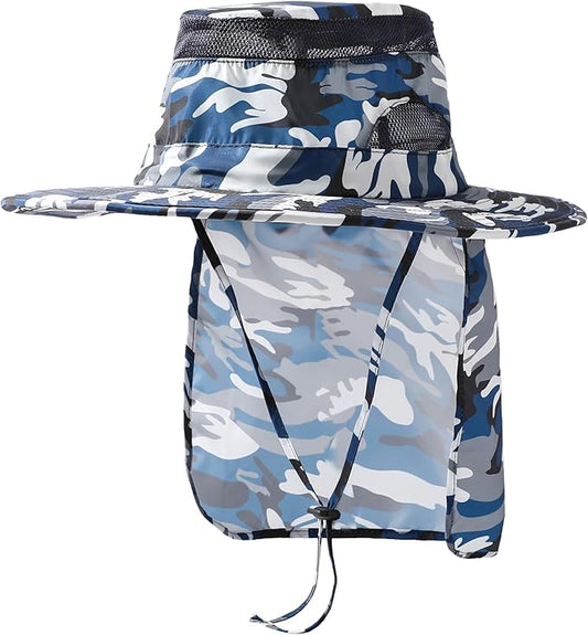 UV 50+ Sun Protection Hat for Men Women, Wide Brim Bucket Hat for Outdoor Sport & Works Fishing Hat with Neck Flap