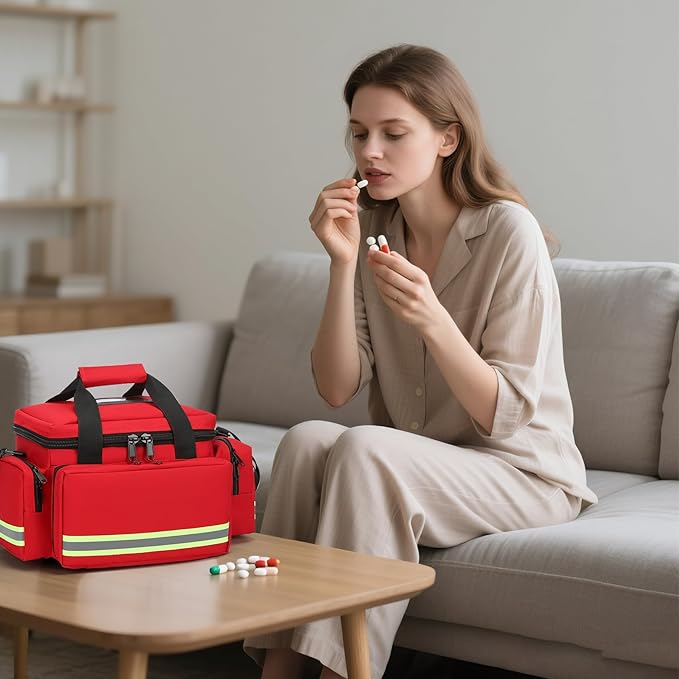 First Aid Bag Empty First Responder Bag,First Aid Kits Storage,Trauma Bag with Detachable Dividers, Medical Bag for Nurses,Ideal for EMT, EMS,Paramedics,Home Health Care(Bag Only)