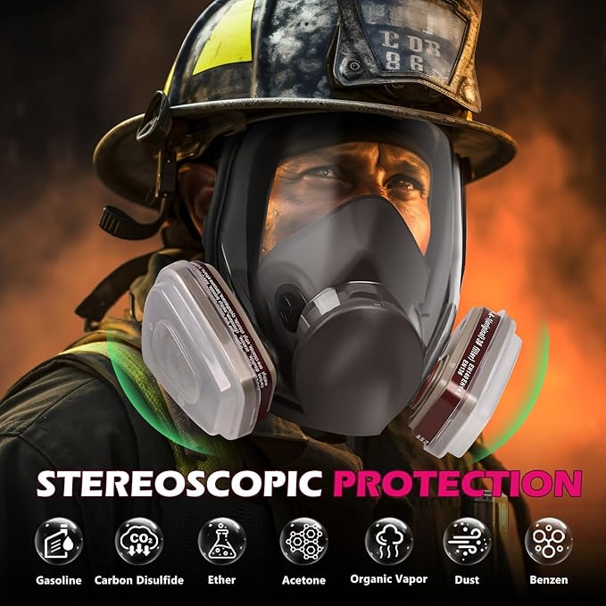 Full Face Respirator Mask with Filters - Gas Mask with 2097 & 6001CN Filters and Anti-fog Gas Cover Against Dust, Organic Vapor for Paint, Welding, Chemicals, Epoxy Resin, Sanding, Woodworking