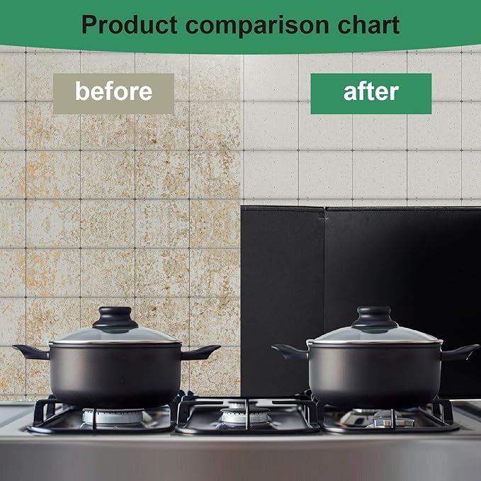 Black Large 4 Sided Splatter Guard for Frying Stove Top,Oil Splash Guard Cooking for Stove,Non Stick Foldable Splatter Screen for Stove Top