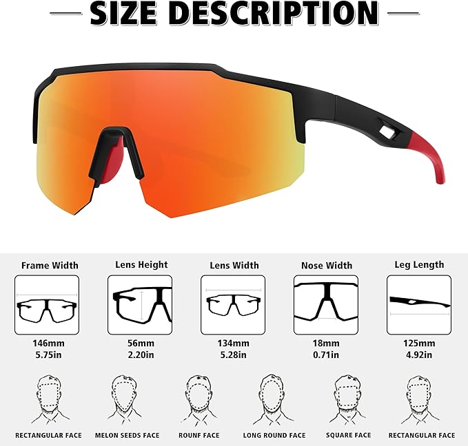 STORYCOAST Polarized Sports Sunglasses for Men Women,Driving Fishing Cycling Mountain Bike Sunglasses UV400 Protection
