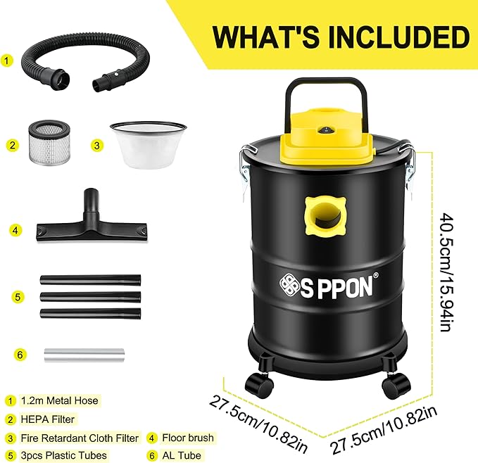 Ash Vacuum Cleaner, Pellet Stove Vacuum Cleaner with Blower Function, 1000W Powerful Suction 4 Gallon All-in-One Ash Vacuum for Fireplaces, Pellet Stoves