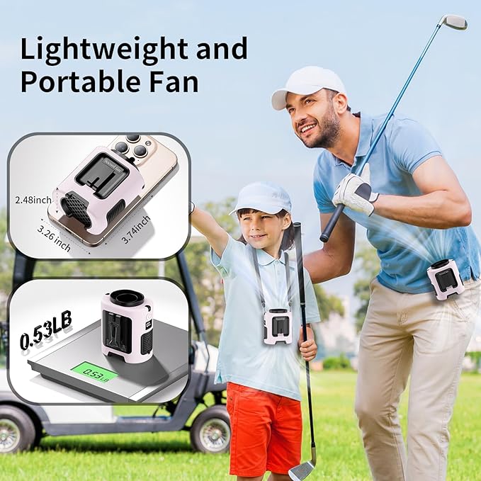 Socool Portable Waist Fan Clip on Wearable Belt, Mini Personal Fans Rechargeable, 4 Speeds 13000RPM, 25H Cooling Shirt Fan Battery Operated, Neck Fan Hanging for Outdoor Camping Travel Jobsite