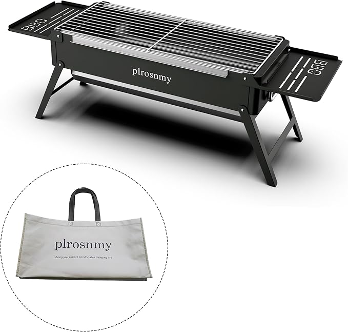 Portable Charcoal Foldable Grill, Small Grills Outdoor Cooking for Travel, Camping Smoker BBQ Grill, Stainless Steel Table Top Grill Charcoal for Outdoor Cooking, Camping, Backyard