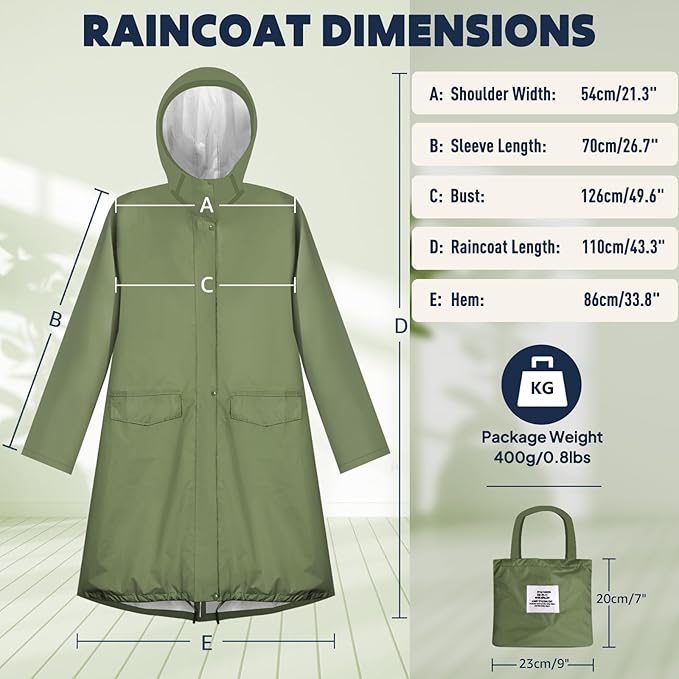 ANYOO Waterproof Rain Poncho Lightweight Reusable Hiking Hooded Coat Jacket for Outdoor Activities