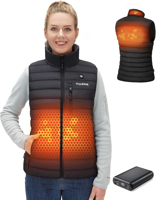 TIDEWE Women’s Lightweight Heated Vest with Battery Pack for Hunting/Hiking