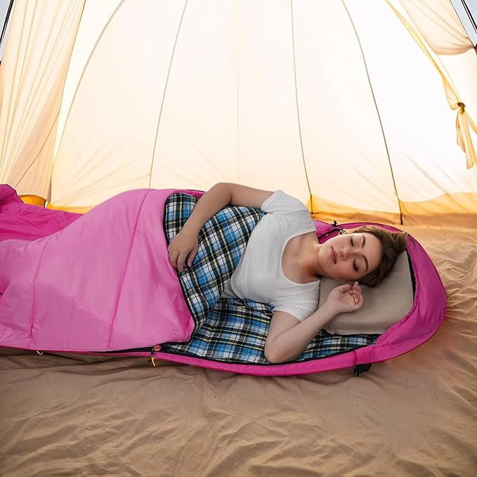 Cotton Flannel Liner Sleeping Bag for Adults Teens Kids, Cold Weather & Warm, 3-4 Seasons, Lightweight Compact Camping Essentials Equipment, Hiking, Outdoor, Travel
