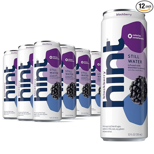 Hint Fruit-Infused Canned Water, Blackberry - Purified Flavored Water with Zero Calories, Natural Flavors, and Sugar Free - 12 Fl Oz Cans (Pack of 12)