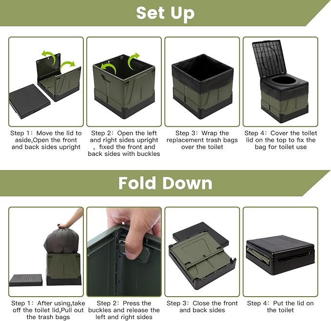 Portable Toilet Camping Toilets for Car Indoor Outdoor Commode Foldable Travel Potty for Camping,Tent,Hiking,Boating,Long Road Trips,Traffic jam,Home
