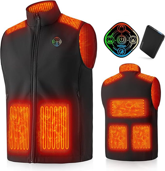 Heated Vest For Men with Battery Pack, Electric Heated Jacket, Smart Controller with Light-Out Design