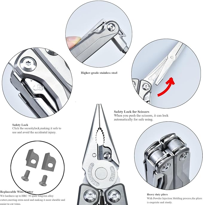 SQT2048-A 19-in-1 Multitool, Gifts for Men, Foldable & Self-Locking, Professional Multitool for DIY, Outdoor Camping, and Home Repairs...