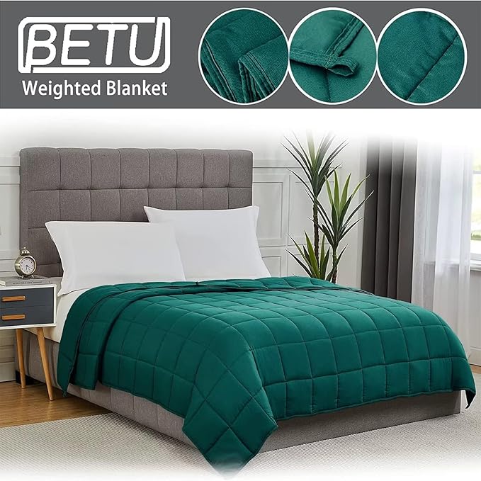 Dark Green Weighted Blanket for Adults (20lbs, 88"x104" King Size) - Cooling and Breathable Heavy Blanket for 130-220lbs with Premium Glass Beads, Soft Thick Blankets for All-Season Sleeping Comfort