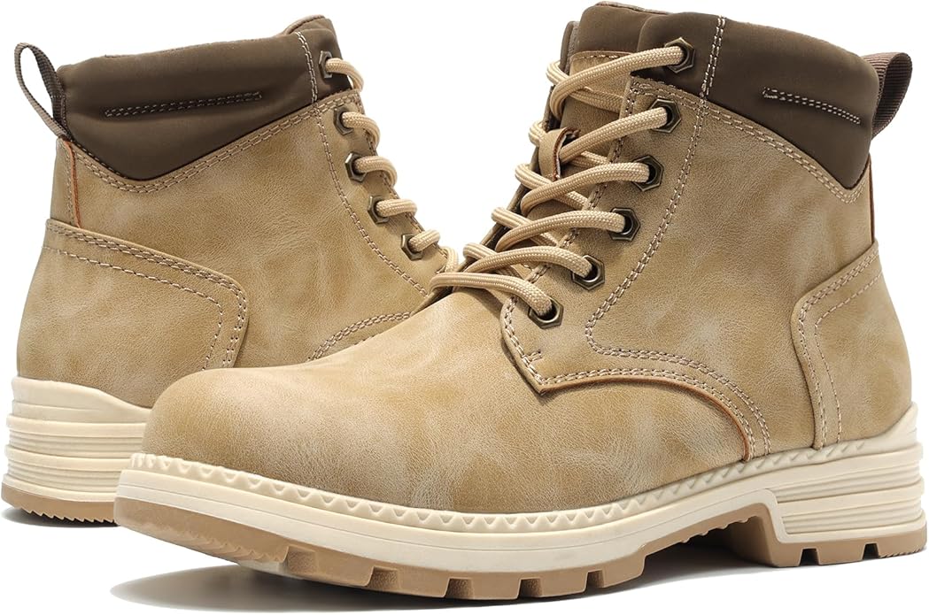 ANJOUFEMME Combat Hiking Boots for Women- Ladies Casual Outdoor Ankle Work Boots Lightweight Lace up Winter Shoes for Backpacking Trekking Walking