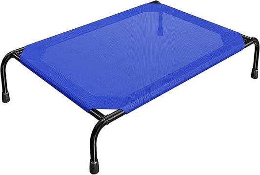 Simple Trending Raised Dog Bed for Large Dogs, Waterproof XL Dog Cot, Outdoor Cooling Elevated Pet Bed Load 100lb, 47.75" x 30.5", Blue