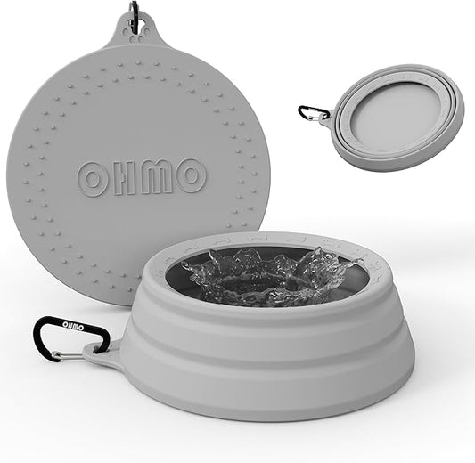 OHMO Spill Proof Collapsible Dog Water Bowl Large 34oz for Cars, No Splash Portable Bowls for Dog Travel, Pet Essentials for Road Trips, Cat Travel Accessories