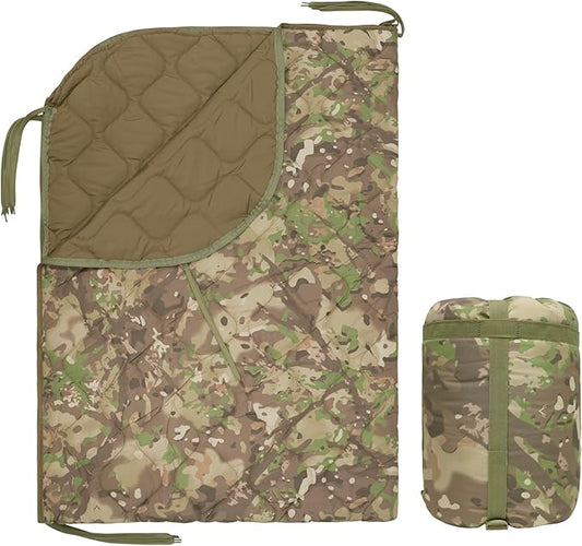 Military Poncho Liner with Zipper Camping Blanket Army Insulation Sleeping Bag Insulated Waterproof for Travel Outdoor Survival Hunting
