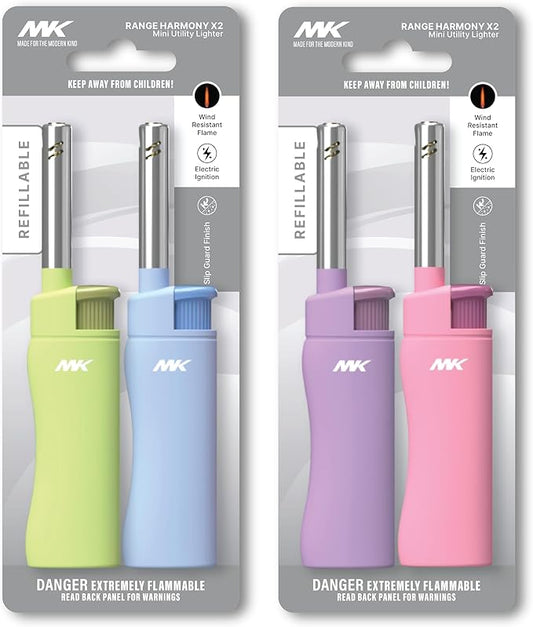 MK Candle Lighter, Butane Refillable Wind-Resistant Flame, 4-Pack for BBQ, Camping, Outdoor Use(Harmony-4PC)