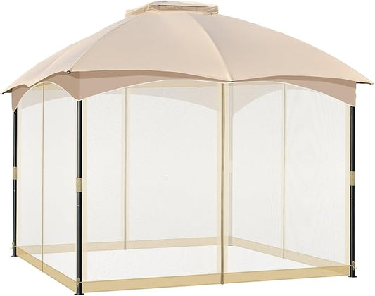 COWVIE Gazebo Replacement Netting Screen, 12' x 12' Universal Gazebo 4-Panel Mosquito Sidewalls with Double Zippers for Outdoor Patio (Only Netting)