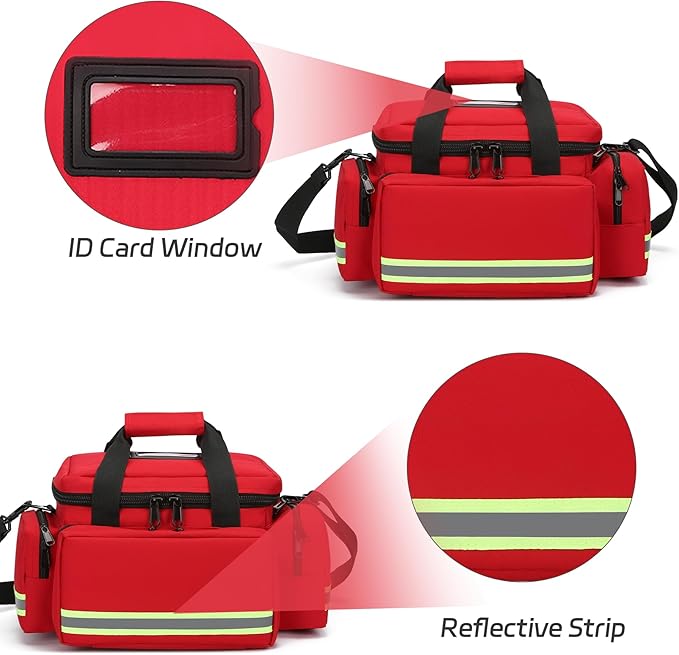 First Aid Bag Empty First Responder Bag,First Aid Kits Storage,Trauma Bag with Detachable Dividers, Medical Bag for Nurses,Ideal for EMT, EMS,Paramedics,Home Health Care(Bag Only)