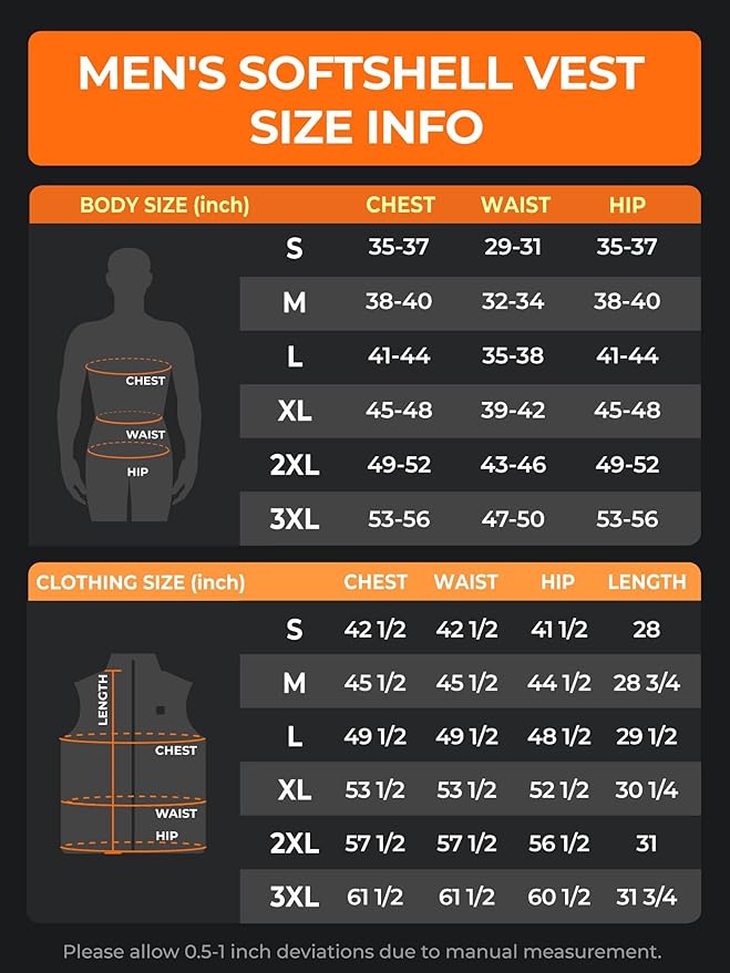 ORORO Men's Heated Softshell Vest with Battery, Soft Shell Heated Golf Vest for Men (Charger Not Included)