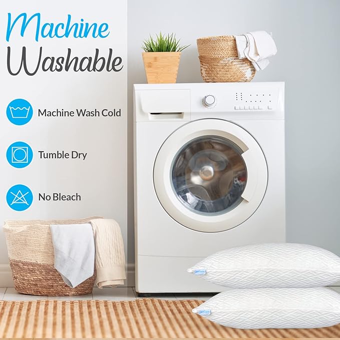 2 Pack King Size Rayon Derived from Bamboo Pillows, Cooling Shredded Memory Foam Bed Pillow Sets for Side, Back, Stomach Sleepers, Adjustable, Washable Cover, King (Pack of 2)