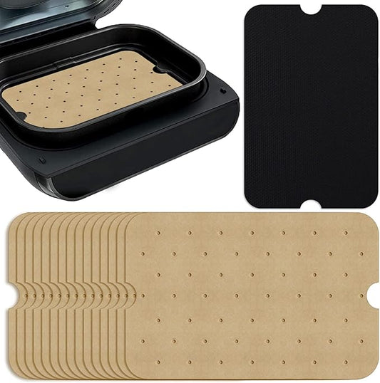 WMKGG Disposable Air Fryer Parchment Paper, 200 PCS Perforated Rectangular Air Fryer Liners for Ninja Foodi XL Smart FG551 6-in-1 Indoor Grill